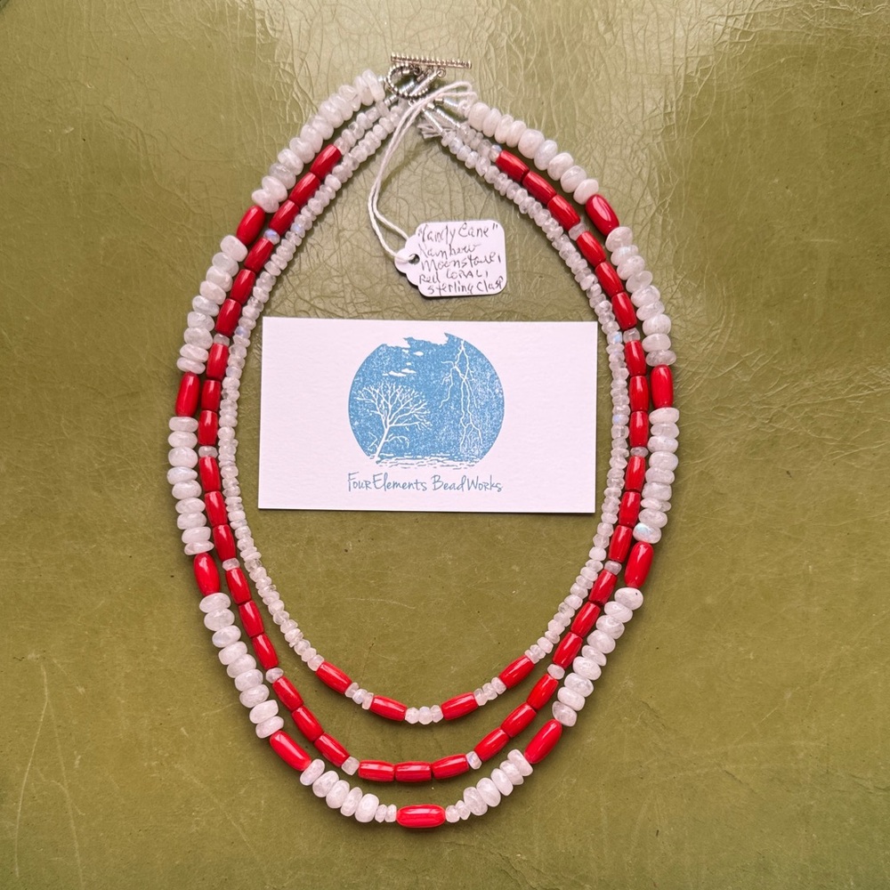 Vibrant Red and Soft White Necklace